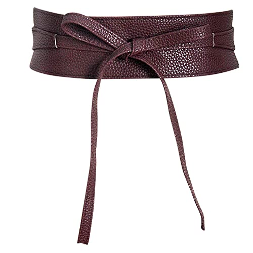 Hello My Life&Apparel Women's PU Leather Waist Belt Bow Tie Wrap Around Soft Boho Corset Fashion Elegant for Dresses (Coffee)