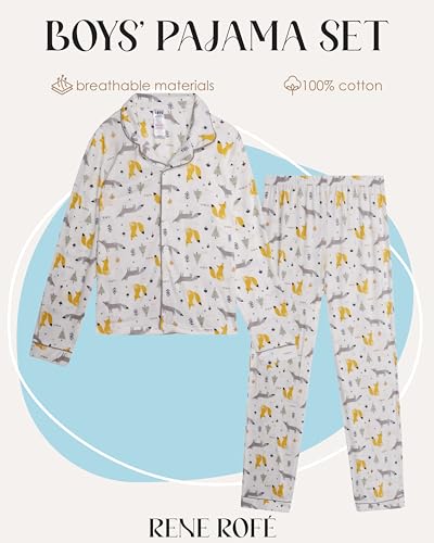 Rene Rofe Boys’ Pajama Set - 2 Piece Yummy Jersey Long Sleeve Top and Pajama Pants - Warm Fuzzy Sleepwear Set for Boys (4-14)2