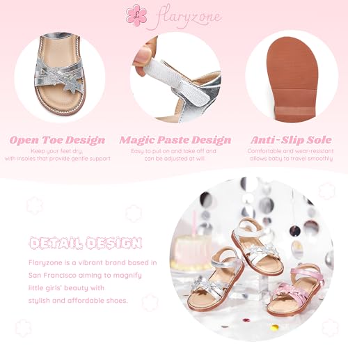 Image of Flaryzone Girls Sandals Open Toe Summer Flats Dress Sandals Shoes Toddler /Little Kid
