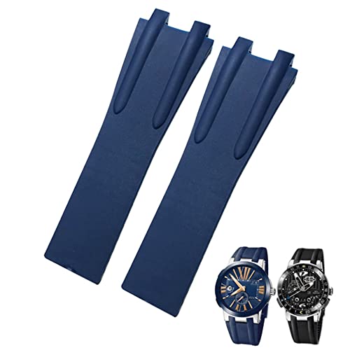 Bracelet de montre sport 26mm étanche en caoutchouc bleu pour la mer