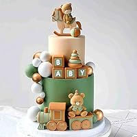 „Roaring Good Time“ Teddybär Torten-Deko-Set – Mit Bären, Kugeln, BABY-Buchstaben & Wolken (Kunststoff)