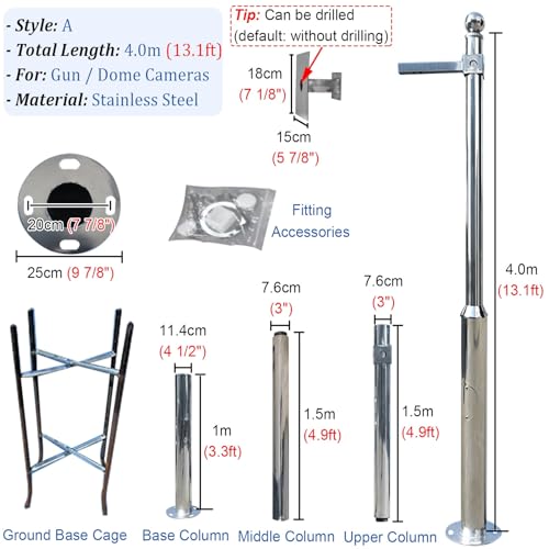 Poteau caméra surveillance 4m grand angle support météo