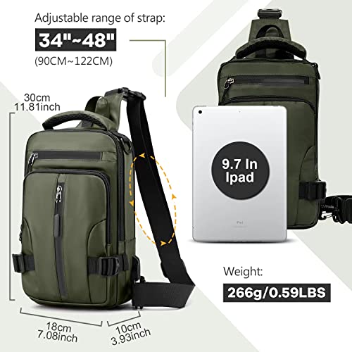 Marsentry Sling Crossbody Backpack For Men, Casual Daypack Backpacks Travel Hiking Chest Bag Daypack(Olive Green) #TOP3