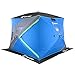 CLAM X400 8 x 8 Foot Portable Pop-Up Outdoor Ice Fishing Shelter 4 Sided Thermal Hub Shelter Tent with Anchors and Carry Bag, Blue