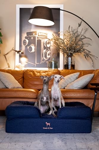 Image of NOAH & PAW Large Dog Bed, 35x25x11 Inch, Orthopedic Dog Beds, Eggshell Memory Foam Infused with Cooling Gel, Inner Cover, Water Resistant, Machine Washable (Denim Sofa Collection)