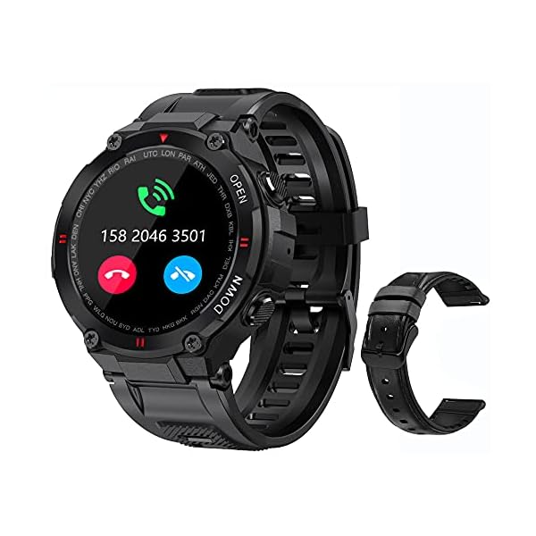 Military Smart Watch for Men Outdoor Waterproof Tactical Smartwatch Bluetooth Dail Calls Speaker 1.3'' HD Touch Screen Fitness Tracker Watch Compatible with iPhone Samsung