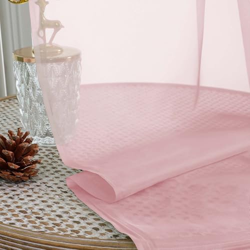 Image of OWENIE Sheer Curtains 84 Inches Long 2 Panels Set, Sheer Blush Curtains for Living Room Bedroom 59 Inch Extra Wide, Modern Voile Filmy Rod Pocket Drapes, 2 Pcs, Each 59 W x 84L, Blush