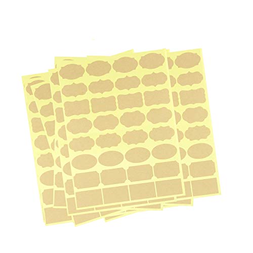 480 Pcs / 15 Sheet Sticker Labels for Essential Oil Bottle, Blank Brown Kraft Label Sticker Paper with Adhesive for Storage Bin, Food Jars, Pantry, Container, Tags by Cacturism