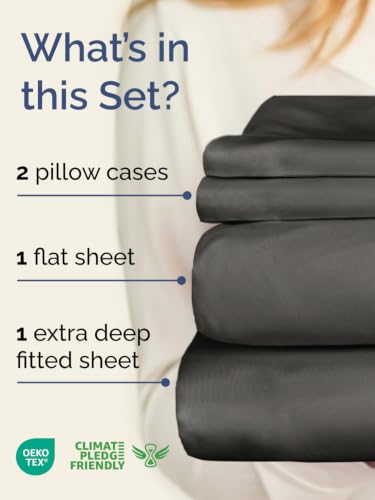 Image of Extra Deep Pocket King Size Sheet Set - Breathable & Cooling - Charcoal