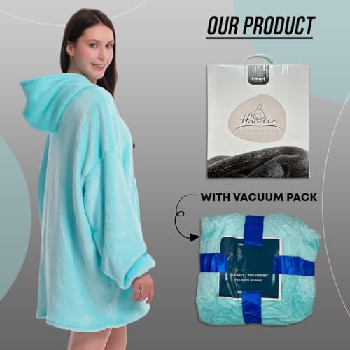 Image of Maharsh Oversized Hoodie Blanket Women Ultra Plush Fleece with Soft Sherpa Reversible Warm Cosy Comfy Wearable Hooded Giant Sweatshirt Throw for Girls Adults Men Boys Kids Big Pocket