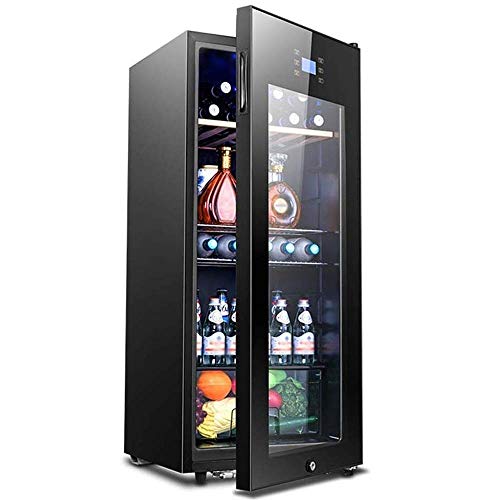 Multifunktionaler Weinkühlschrank, Edelstahlkühlschrank und geräuschloser Kompressor, Kühlschrank Arbeitsplatte Glastür für Zuhause/Büro