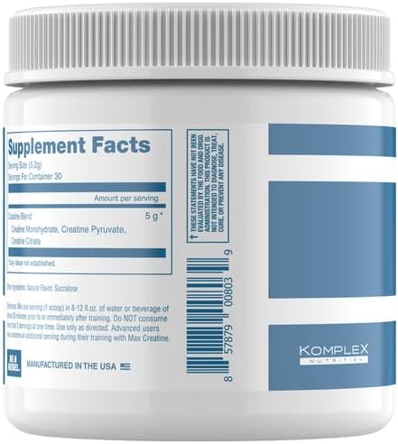 Miniatura 6 de KompleX Nutrition Monohidrato de creatina máxima de Creapture (30 porciones) - Maximiza el rendimiento, energía mejorada, apoyo muscular, cerebro