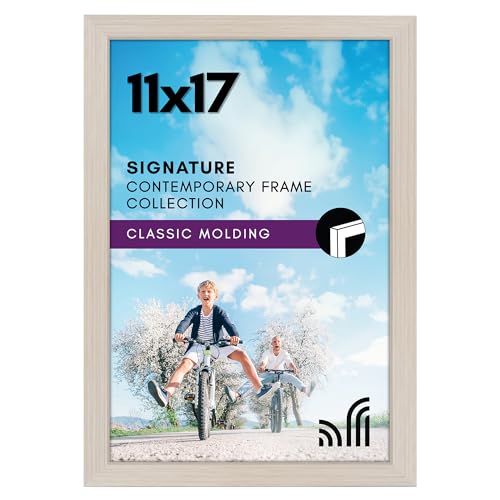 Americanflat 11x17 Picture Frame with Shatter-Resistant Glass - Signature Collection - Gallery-Style Frames Made of Engineered Wood - Photo Frame for Wall Display - Light Wood