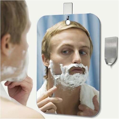 NKJVE Shatterproof Shower Mirror Fogless for Shaving Mirror Small Wall Hanging Camp Vanity Mirror (Medium,7.9