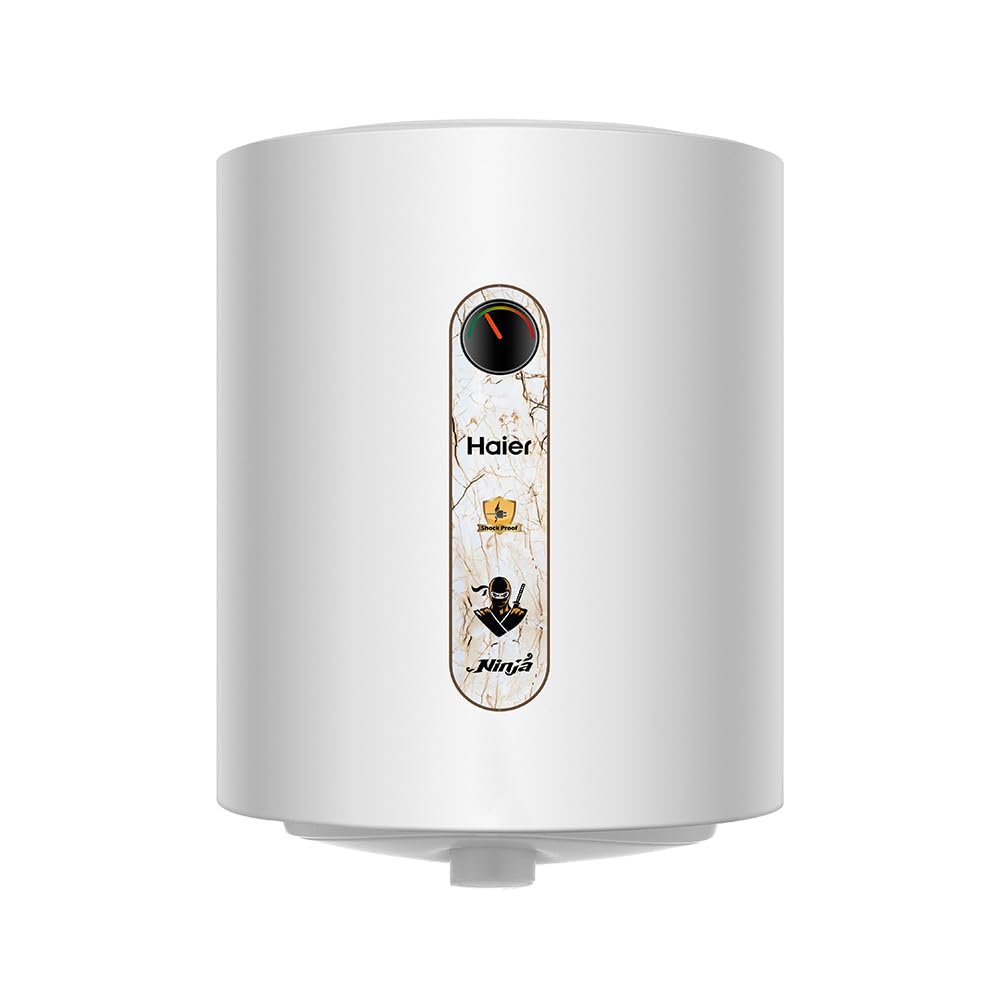 Haier Ninja 25 Litre Storage Water Heater (Geyser) with Pipe Free Installation Temperature Indicator Shock Proof Glasslined Tank 4 Star Rated| 8 Safety Levels| White| Suitable High Rise Buildings (B0CV5318BS) Amazon Price History, Amazon Price Tracker