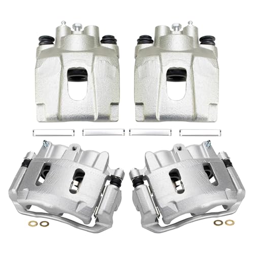 Image of TRQ Front and Rear Brake Caliper Set Zinc Coated Brackets Compatible with 2001 Ford Explorer 2001 Mercury Mountaineer