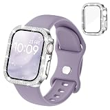 [Straplanet] コンパチブル Apple Watch バンド シリコン アップルウォッチ バンド Apple Watch キラキラ ケース付き 互換用のアップルウォッチ ベルトとカバー 一体型 全面保護 ダイヤモンド オシャレ レディース Series 6 5 4 SE2 SE3の40mmに対応