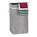 Produktbild Relaxdays Wäschekorb Bambus, faltbar & tragbar, XL 70l mit Deckel, eckiger Wäschesammler, HxBxT: 63 x 36 x 36 cm, grau