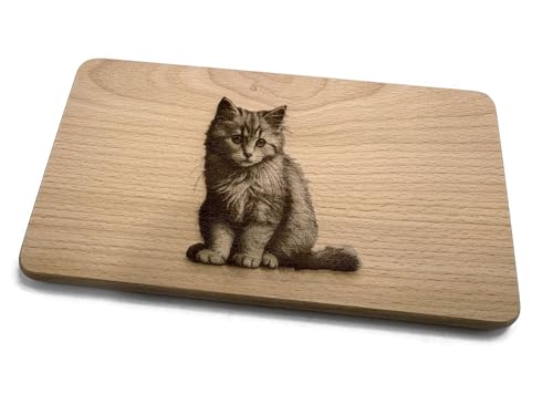 eXODA tabla de desayuno con diseño de gato de madera de haya duradera ideal para amantes de los animales y como ideas de regalo