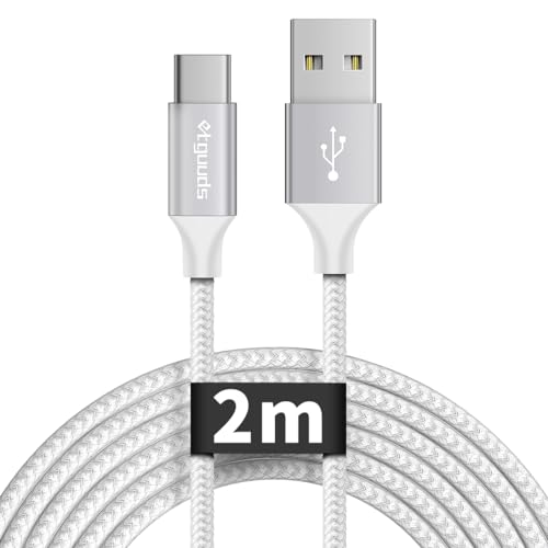 etguuds White USB C Cable 2M, USB Type C Charger Cable Fast Charging Nylon Braided Phone Lead Compatible with iPhone 15/Plus/Pro Max Samsung Galaxy S20 S10 S9 S8 Note 10 etc