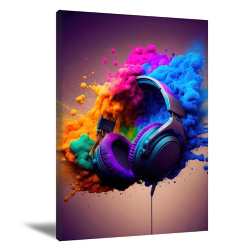 Gaming Room Decor Gaming Wall Art Colorful Headphone Picture Print Pop Art Game Controller Wall Art Poster Prints for Boys Street Bedroom Dorm Playroom Cave Home Decor 16x24inch UNFRAMED