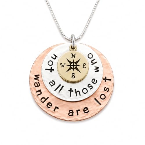 Tracy Tayan Designs Not All Those Who Wander Are Lost Hand Stamped and Personalized Sterling Silver Copper and Bronze