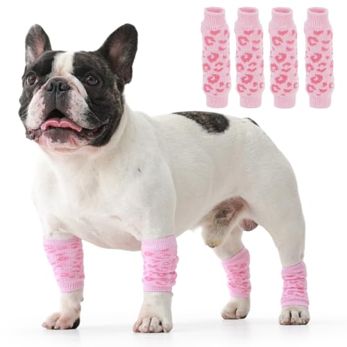 Image of ROZKITCH 4PCS Dog Leg Warmers for Front and Back Legs | Soft Knitting, Stretchy Fit Sleeves, Helps Reduce Licking, Dog & Cat Friendly, Easy to Wear, Daily Leg Coverage