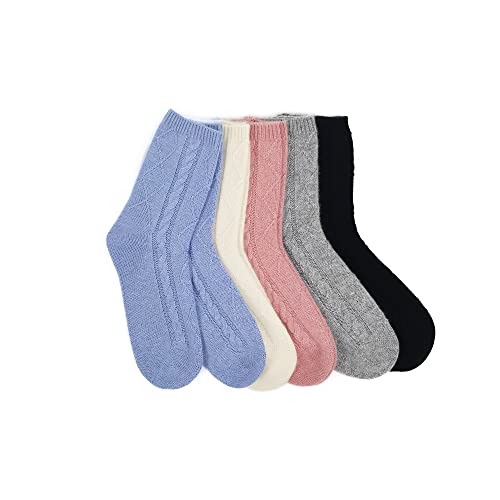 Image of Karen Thomas 100% Cashmere Women's Sleep Socks, 3-Ply Soft Cozy Cable Knit, Luxury Bed Socks for Warmth, Comfort & Lounging