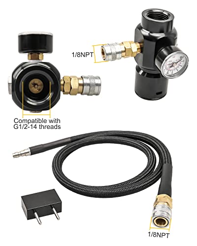 Image of TIKSCIENCE Paintball Co2 Pressure Regulator Fit for Paintball Tanks Mini Sef Super Fast Refresh HPA Regulator and Valve Gauge Adapter Input 1500psi Output 0 to 150psi
