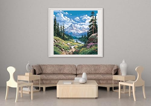 Image of 14CT Counted Cross Stitch Kits for Adults Mountain Flowers Stamped Cross Stitch Kits for Adults Clearance (Mountain 5)
