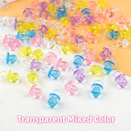 Image of Acrylic Pacifier,100Pcs Mini Infant Pacifiers Babys Shower Favors Party Decor Girl and Boy Baptism Soothing Nipples Toys Gender Reveal Party Favors Table Decoration (Transparent Mixed Color)