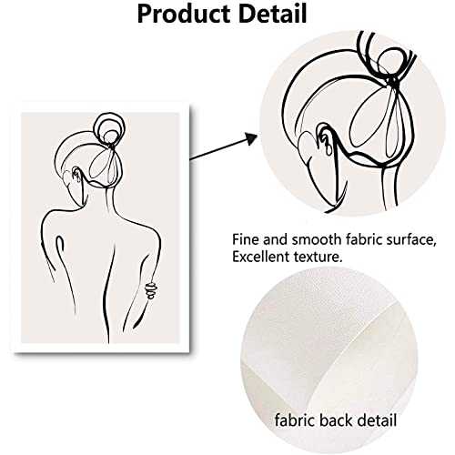 Line Girl Wall Art Canvas Abstract Line Woman Body Silhouette Art Prints Minimalist Painting Woman Drawing Outline Pictures Black And Beige Poster Female Black Wall Art For Bedroom 16X24Inch No Frame #TOP4