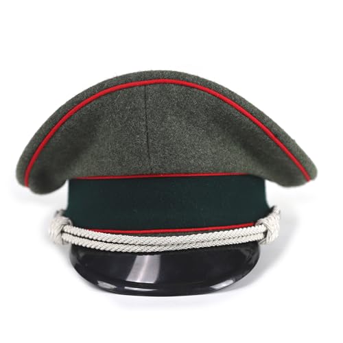German WW2 Officer's Visor Cap Wool Red Pipe (US, Numeric, 7 1/8)