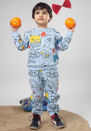 Image of POLKA TOTS 100% Cotton Co-Ord Joggers for Kids | Trendy Sweatshirt & Joggers Set | All Season Wear for Kids, Toddler & Newborn | Soft & Breathable Dress for Boys & Girls | from 6 Months to 8 Years