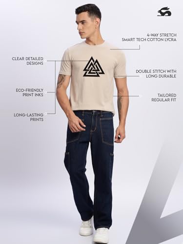 Image of ADRO Men's 100% Cotton Regular Fit T-Shirt