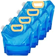 4 PCS Collapsible Water Container Bag 10L/2.6 Gallon, No-Leak Freezable Foldable Water Bottle, BPA Free Food Grade Plastic Storage Jug for Camping Hiking Travel Backpack Emergency Survival Kit