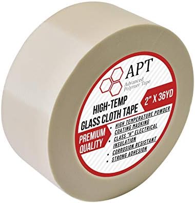 APT Glass Cloth Electrical Tape, High Temperature Masking Tape, 260°C. UL Listed, White Heat Resistant Tape. Ideal for Class H Electrical, Powder Coating, Sand Blasting (2" x 36 Yds)