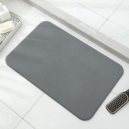 Xuzhengyang Tapis de bain absorbant en pierre - Antidérapant - Diatomite naturelle - Pour la maison, la salle de bain - Gris foncé - 40 x 30 cm