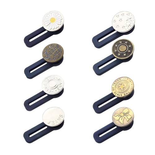 Dreamil Extensión de cintura para pantalones, 8 unidades, para vaqueros, faldas, pantalones, camisas, hombres y mujeres (azul)