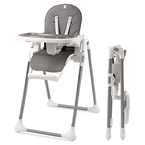 Image of Sweety Fox High Chairs for Babies and Toddlers - Adjustable Portable & Foldable Baby High Chair for Travel & Home - Removable Baby Chair Tray - Compact Reclinable Baby Highchairs Dark Grey