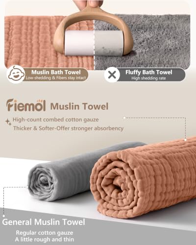Image of Baby Bath Towels, 100% Muslin Cotton Hooded Baby Towels for Newborn, 2 Pack Baby Towels with Hood for Infant Toddler and Kids, Large 32x32Inch Bath Essentials, Soft and Absorbent Orange Rainbow