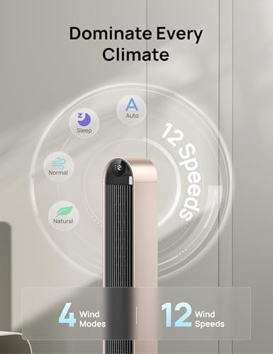 Image of DREO Smart Tower Fan Voice Control, 120 Oscillating Fan Works with Alexa /Google /App /Remote, 42 Inch, 20dB Quiet DC Bladeless Fan for Bedroom,12 Speeds, Floor Fan for Home, Office