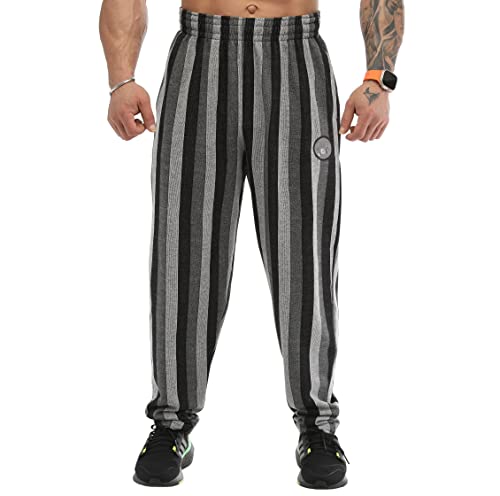 Men's Baggy Sweatpants with Pockets, Loose Fit Striped Oldschool Trackpants
