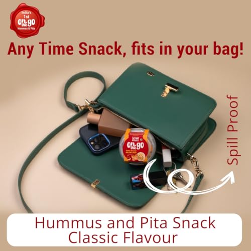 Image of The Khao Project On The Go Hummus Snack Pack| Classic Hummus and Baked Pita Chips| healthy snacks for kids and adults|Travel Friendly| Protein Rich|Preservative Free|Vegan| Tasty Snack