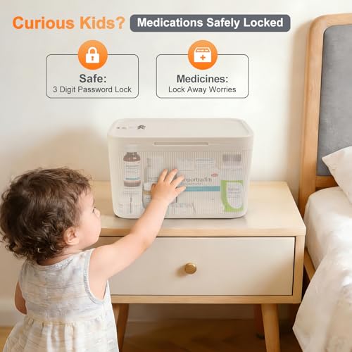 Image of Upgraded Taller Lock Box for Medication, Phone Jail & Snacks - Large Lockable Storage Box with 3-Digit Combination Lock, Food-Safe BPA-Free Plastic- Medicine Lock Box for Home, Fridge, Travel