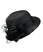 NYFASHION101 Satin Ribbon Triple Rose Band Side Flip Brim Cloche Bucket Hat - Black