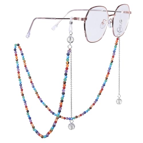 Chaîne de lunettes de soleil femme en perles de cristal 7 chakras et cordon de lecture chic