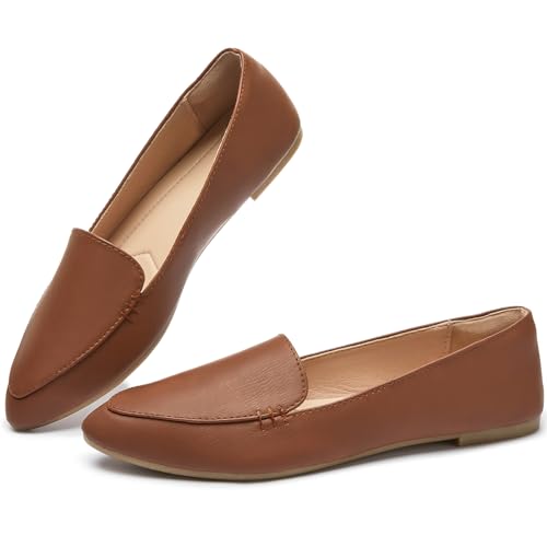 Image of FINIWOR Loafers for Women Flats Shoes Women Pointed Toe Dress Shoes Comfortable Memory Foam Penny Loafers Slip On Shoes