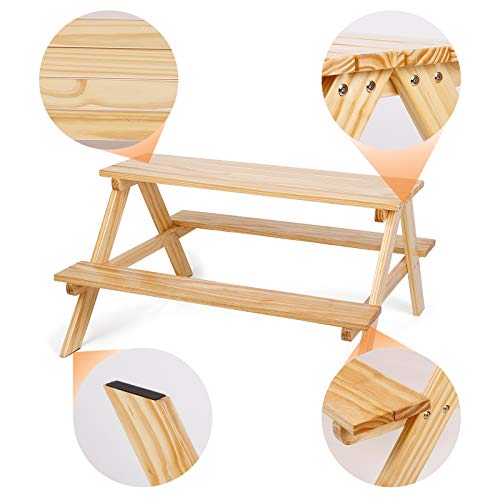 Kidinix Kid Picnic Table Outside Chair Bench Weight Capacity At 200Lbs, Tool-Free, Wooden Outdoor Indoor Activity Table #TOP4