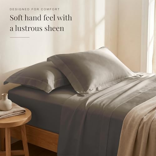 Image of Huesland Luxury 300 TC 100% Pure Cotton Luxe Soft Touch for King Size Bed Sheet Cotton - Soft, Durable & Stylish | Vintage Khaki | 108 x 108 inches